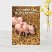 Piggy Pigs Piglet Thinking your card Karte (Gelbe Blume)