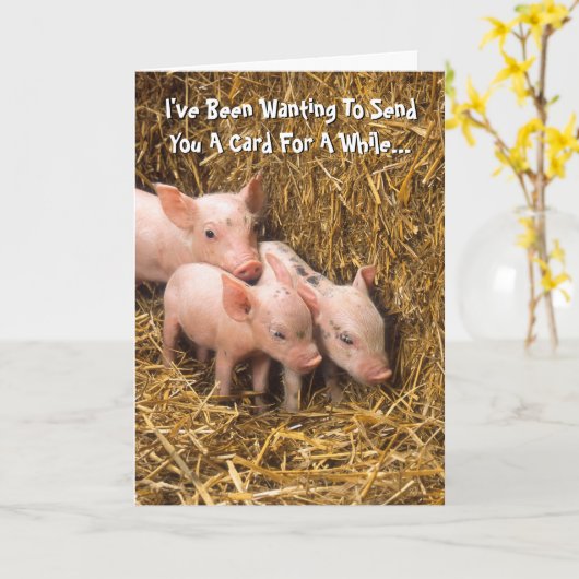 Piggy Pigs Piglet Thinking your card Karte (Gelbe Blume)