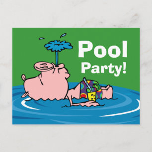 Piggy Pool Party Personalisiert Postkarte