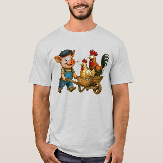 Piggy Pushes the Poultry Posse T-Shirt (Vorderseite)