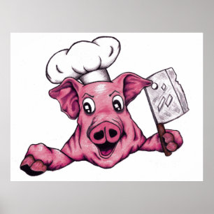 Piggy The Hamicidal Maniac Cartoon Schwein Chef Ku Poster