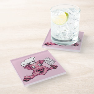 Piggy The Hamicide Maniac Funny Koch Pig Art Glasuntersetzer