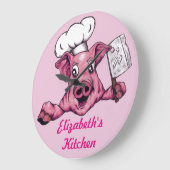 Piggy The Hamicide Maniac Funny Koch Pig Art Große Wanduhr (Winkel)