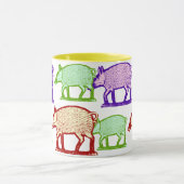 Piggy wenig ging, buntes Volkskunst-Schwein zu Tasse (Zentrum)