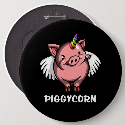 Piggycorn Schwein-Einhorn-magisches Vieh Button (Vorne & Hinten)