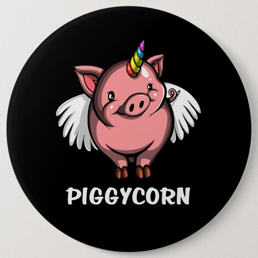 Piggycorn Schwein-Einhorn-magisches Vieh Button (Vorderseite)
