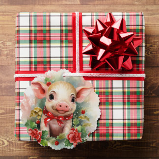 Piglet Baby Pig Geschenk Tag Weihnachtsbaum Ornament Karte