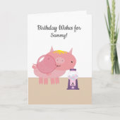 Piglet Bubble Gum Birthday wünscht Karte (Vorderseite)