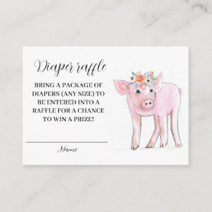 Piglet Farm Animal Diaper Raffle Baby Dusche Begleitkarte