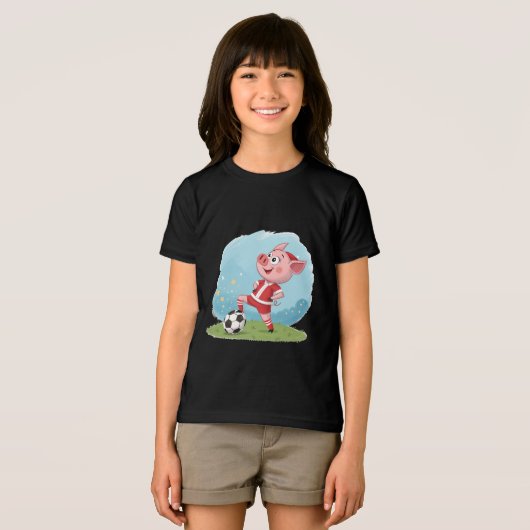 Piglet in Christmas costume and soccer ball Tri-Blend Shirt (Vorderseite Voll)