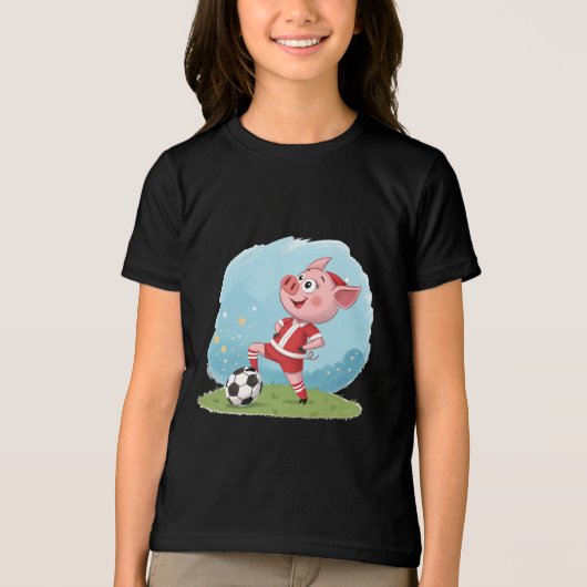 Piglet in Christmas costume and soccer ball Tri-Blend Shirt (Vorderseite)