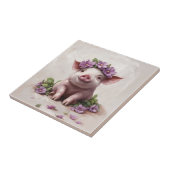 Piglet in einer Lila Blume Fliese (Seite)