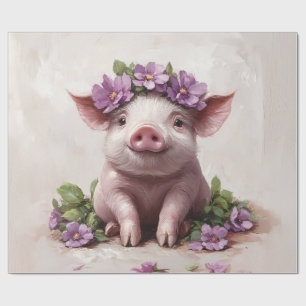 Piglet in einer Lila Blume Kronen Geschenkpapier