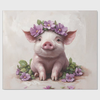 Piglet in einer Lila Blume Kronen Geschenkpapier