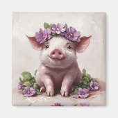 Piglet in einer Lila Blume Magnet (Vorne)