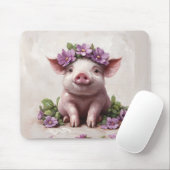 Piglet in einer Lila Blume Mousepad (Mit Mouse)