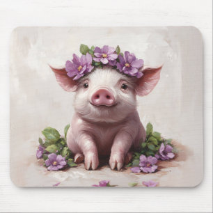 Piglet in einer Lila Blume Mousepad