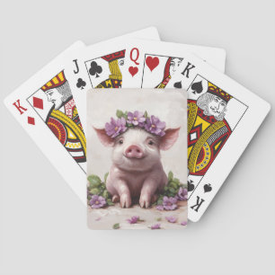 Piglet in einer Lila Blume Spielkarten