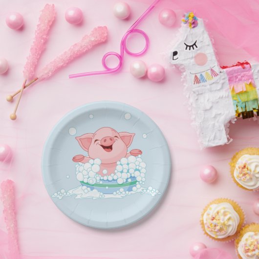 Piglet Taking A Bath Paper Plates Pappteller (Party)