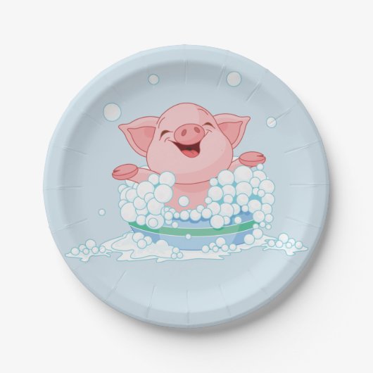 Piglet Taking A Bath Paper Plates Pappteller (Vorderseite)