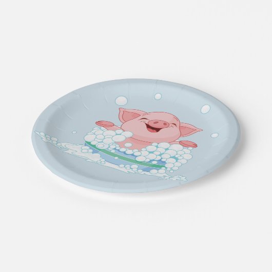 Piglet Taking A Bath Paper Plates Pappteller (Schrägansicht)