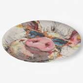 Piglet Throw Pilze Pappteller (Schrägansicht)