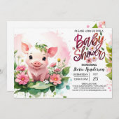 Piglet's Farmyard Paradise Babydusche Einladung (Vorne/Hinten)