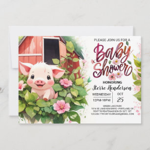 Piglet's Paradise Boho Farmyard Babydusche Einladung