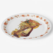 Pigrim Girl Erntedank Pappteller (Schrägansicht)