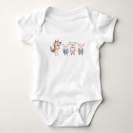 Pigs and Bad Wolf cartoon Baby Strampler