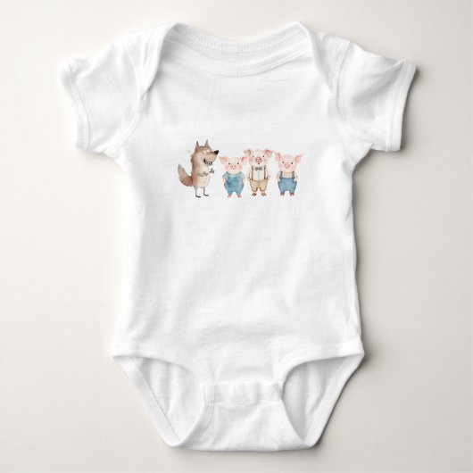 Pigs and Bad Wolf cartoon Baby Strampler (Vorderseite)