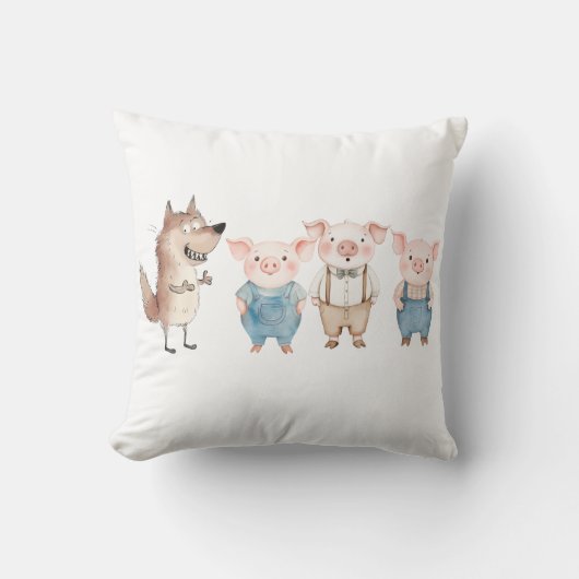 Pigs and Bad Wolf cartoon Kissen (Vorderseite)
