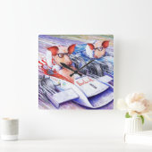 Pigs Driving Cars Wall Clock Quadratische Wanduhr (Zuhause)
