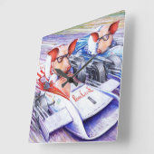 Pigs Driving Cars Wall Clock Quadratische Wanduhr (Winkel)