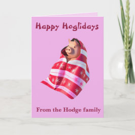 Pigs In Blankets A Cute Piglet Wrapped In A Throw Karte