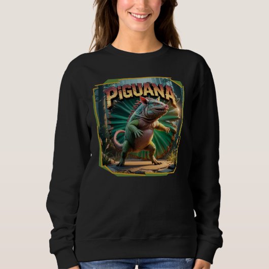 Piguana Illustration Combo Creature Funny Sweatshirt (Vorderseite)