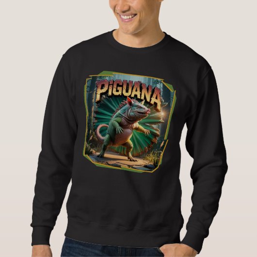 Piguana Illustration Combo Creature Funny Sweatshirt (Vorderseite)