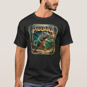 Piguana Illustration Combo Creature Funny T-Shirt