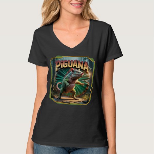 Piguana Illustration Combo Creature Funny T-Shirt (Vorderseite)