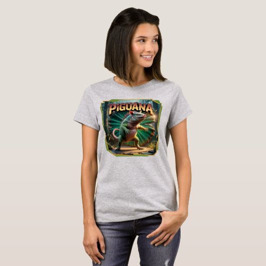 Piguana Illustration Combo Creature Funny T-Shirt (Vorne ganz)
