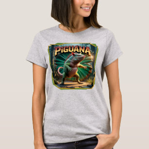 Piguana Illustration Combo Creature Funny T-Shirt