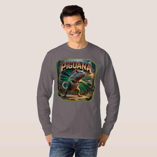 Piguana Illustration Combo Creature Funny T-Shirt (Vorne ganz)