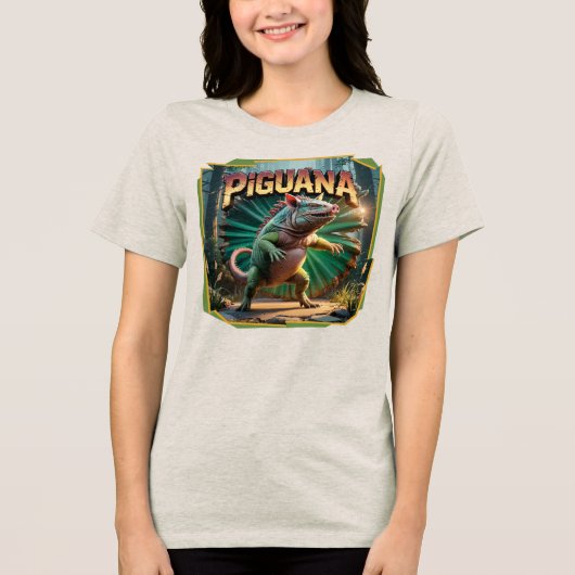 Piguana Illustration Combo Creature Funny Tri-Blend Shirt (Vorderseite)