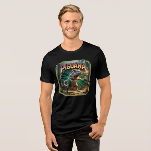 Piguana Illustration Combo Creature Funny Tri-Blend Shirt (Vorderseite voll)