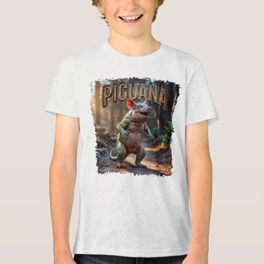 Piguana Photographic – Pig Iguana Scary Animal Tri-Blend Shirt (Vorderseite)