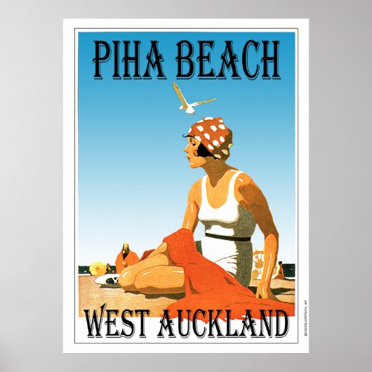 Piha Beach West Auckland Beach Poster (Vorne)