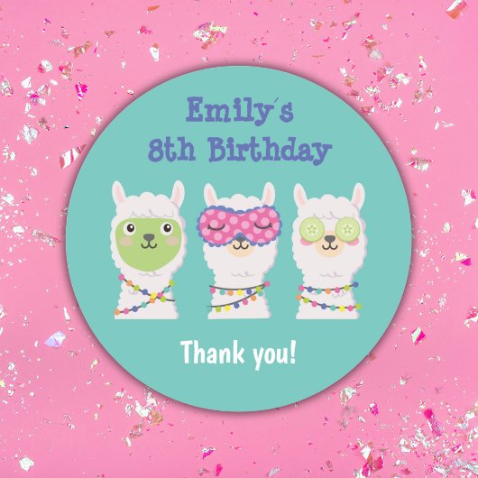 Pijama-Party, Lama-Pijama-Gastgeschenk Runder Aufkleber