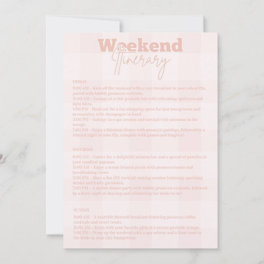 Pijamas und Prosecco-Junggeselinnen-Abschied Einladung (Rückseite)