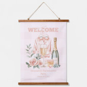 Pijamas und Prosecco-Junggeselinnen-Abschied Wandteppich Mit Holzrahmen (Vorderseite)