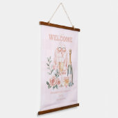 Pijamas und Prosecco-Junggeselinnen-Abschied Wandteppich Mit Holzrahmen (Gewinkelt)